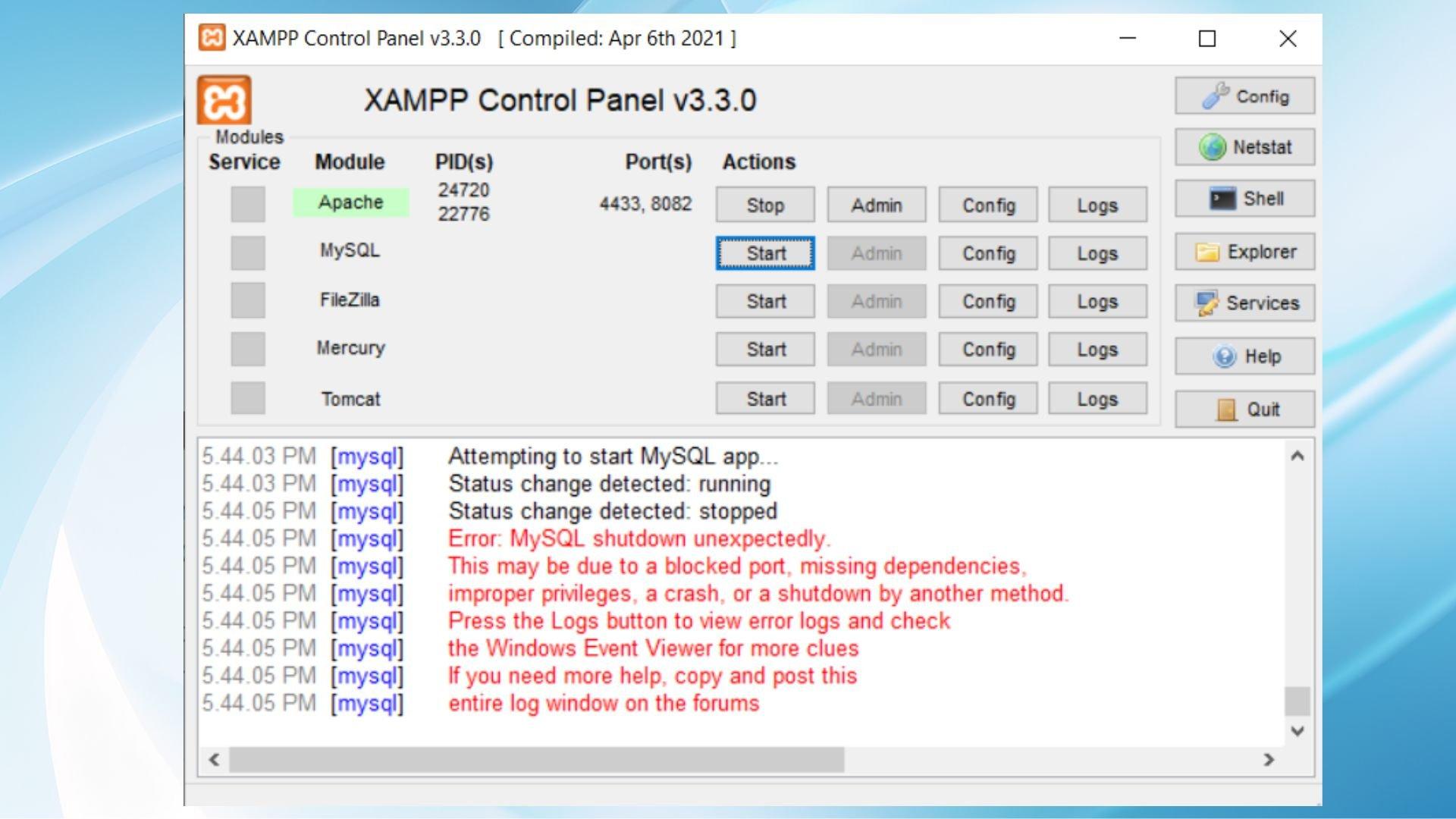 How to Fix XAMPP Error “Apache Shutdown Unexpectedly”