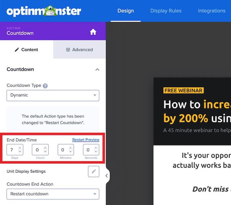 Getting Started: Accessing the Countdown Settings